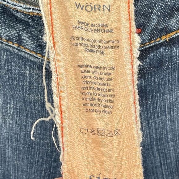 Worn Womens Flare Jeans Denim Stretch 5 Pocket Mid rise Medium Wash Blue Size 10 - Picture 6 of 12